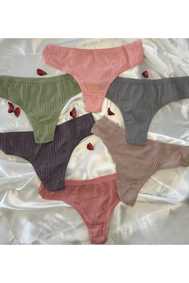 FLAİRA Pamuklu Çok Renkli 6'lı Paket String Tanga Külot - 1
