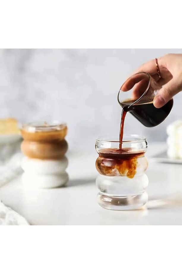 300ML Çift Çidarlı Soğuk Kahve İçecek Şık Desenli Bardak - 1