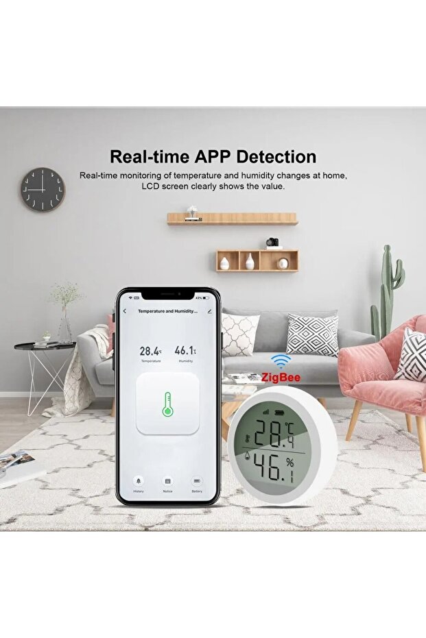 WHITE Tuya Smart ZigBee Thermometer Home Indoor Temperature And Humidity Sensor With LCD Display APP - 2
