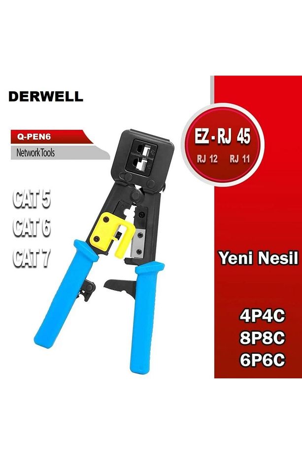 Yeni Nesil Pense + Ez Rj45 Delikli 100 lü + Jak Test Cihazı + Ethernet İnternet 3 in 1 Bakım Seti - 3