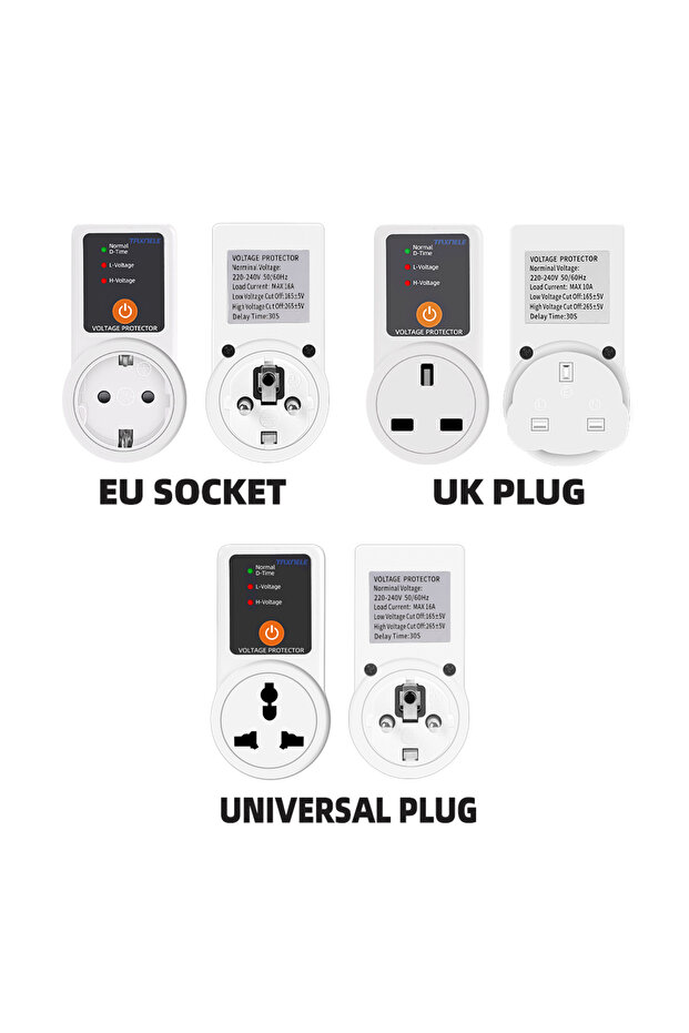 Display Adjustable EU Plug Voltage Protector Socket AC 220V Adjustable and Fixed 16A Voltage Protect - 3