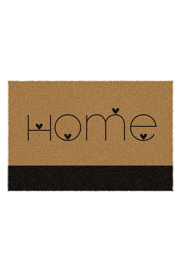 Paspas Konsept Siyah Kalp Home Desenli Kapı Önü Paspası 40 x 60 cm - 3