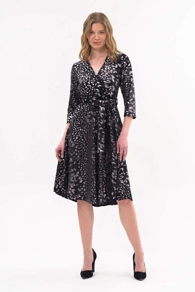 Apsen Women's Leopard Print Velvet Midi Dress 4477-110