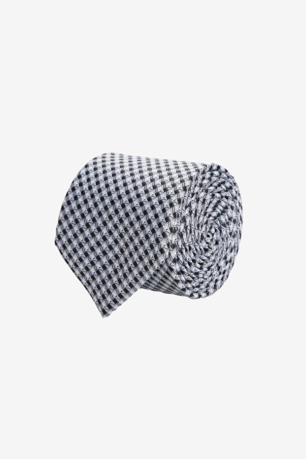 ربطة عنق رمادية-سوداء منقوشة للرجال - 1