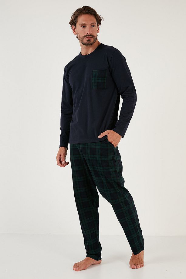 Ekoseli Cepli Beli Lastikli % 100 Pamuk Regular Fit Pijama Takımı Erkek Pijama Takımı 657200 - 7