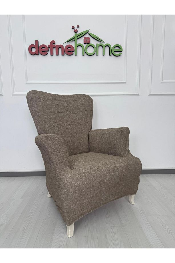 Döşemelik Kumaş Düz Keten Lastikli Kayma Yapmayan 1  Adet Berjer Koltuk Örtüsü - 2