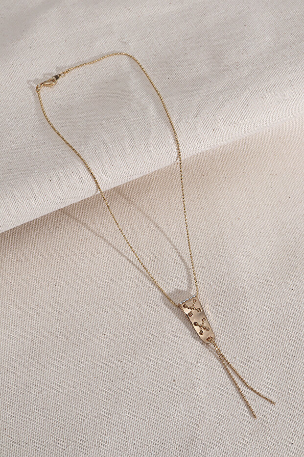 Gold Color Necklace with Chain Detail