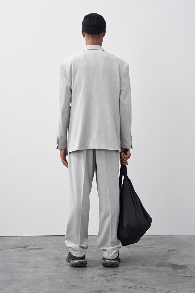 Gray Double Breasted Comfortable Suit - 5