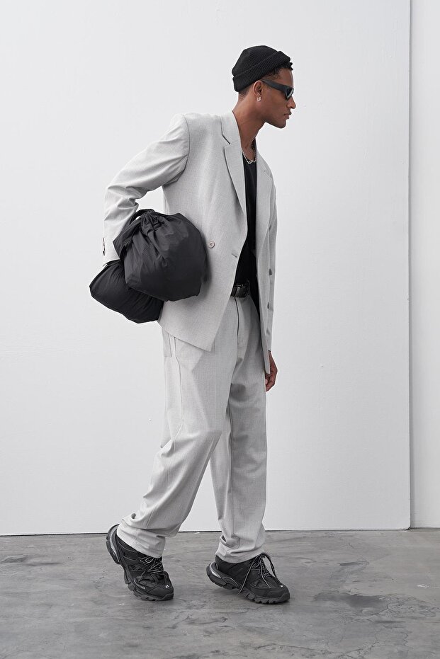 Gray Double Breasted Comfortable Suit - 4