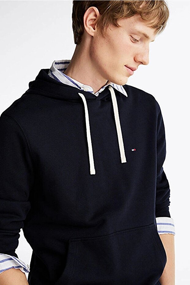 Férfi sötétkék Essential frottír pulóver - 3