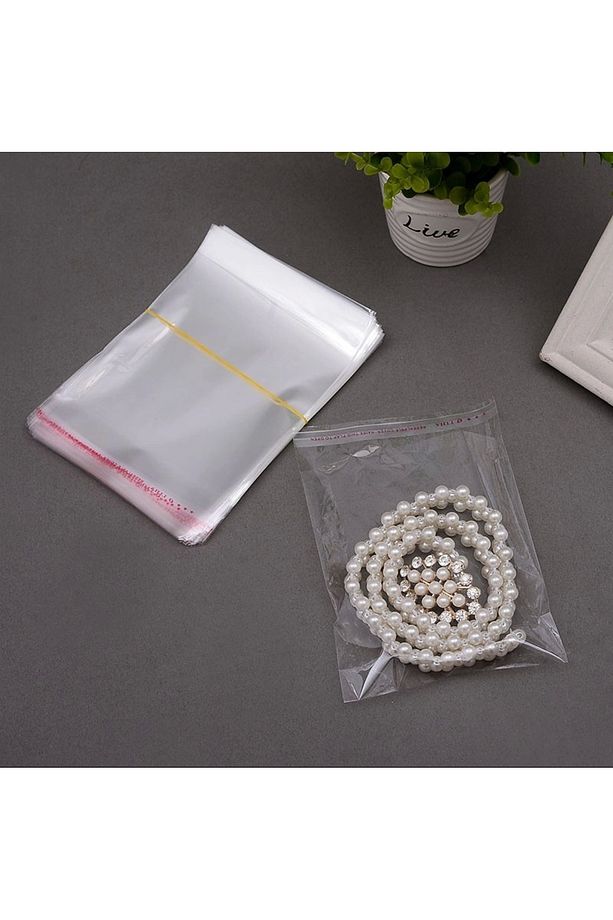 8x10+5 Cm. (8*15) 1.000 Adet Şeffaf Bantlı Yapışkanlı Jelatin Poşet - 4