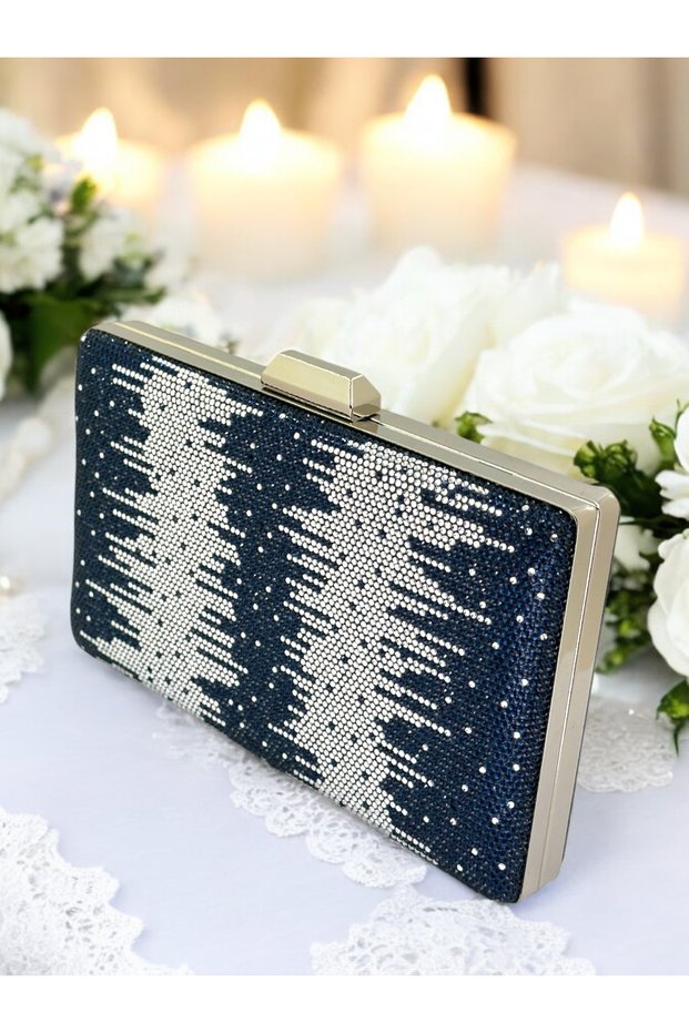 Special Design Evening Dress Bag Crystal Stone Metal 2026 New Season Strappy Stylish Navy Blue Women's Graduation Night