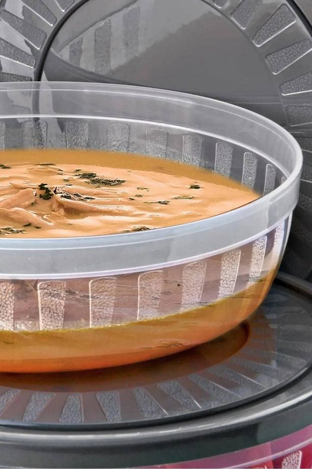 2 Adet Kapaklı Yuvarlak Saklama Kabı Seti Mikrodalga & Difriz Uyumlu 4 Lt Kapak Gri Altı Şeffaf - 3