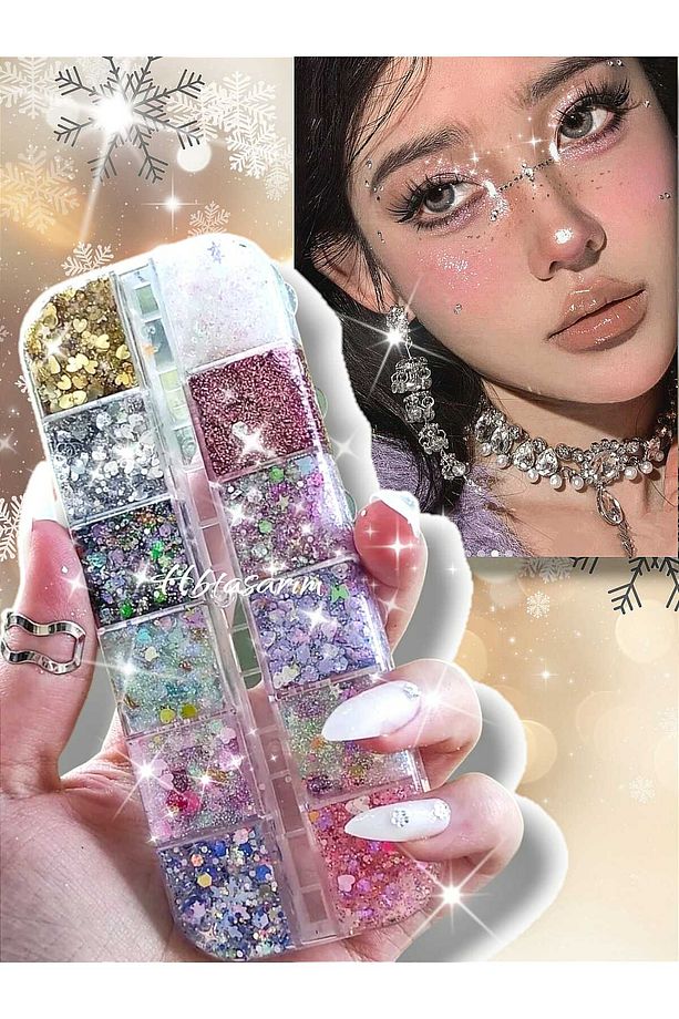 Simli Jel Far Glitter Jel Far Palet Set 2 Parlak Glitter - 1