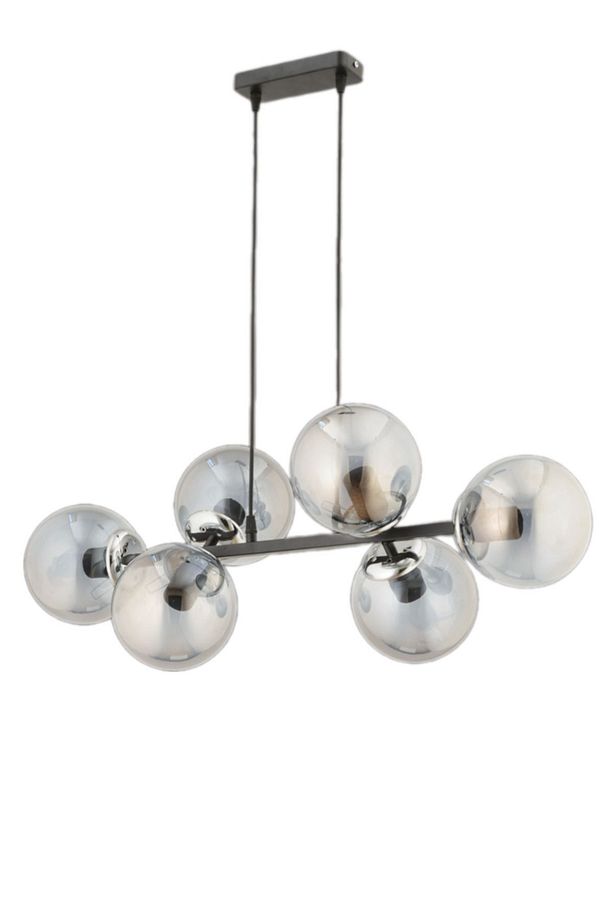 Miran 6 Lı Siyah Avize (FÜME CAMLI) Salon Mutfak Yemek Masası Üstü Ofis - 3