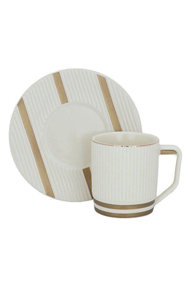 Al Saif Gallery Porcelain Coffee Cup Set, 12 Pieces - Light Beige