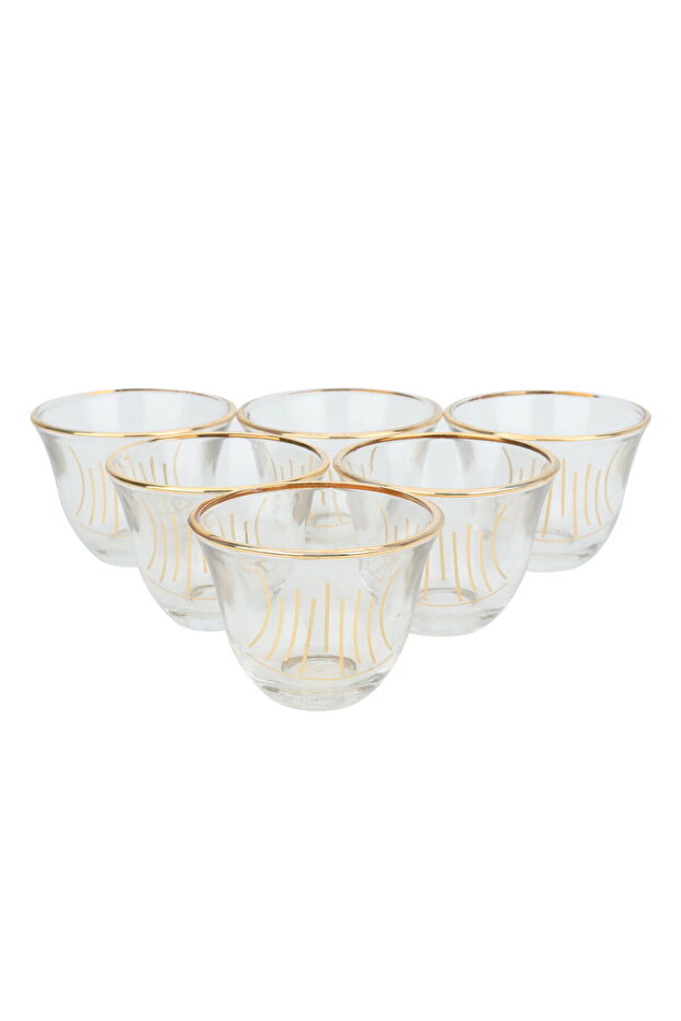 Al Saif Gallery Glass Cupssaucers Set, 6 Pieces, 60 Ml - Clear