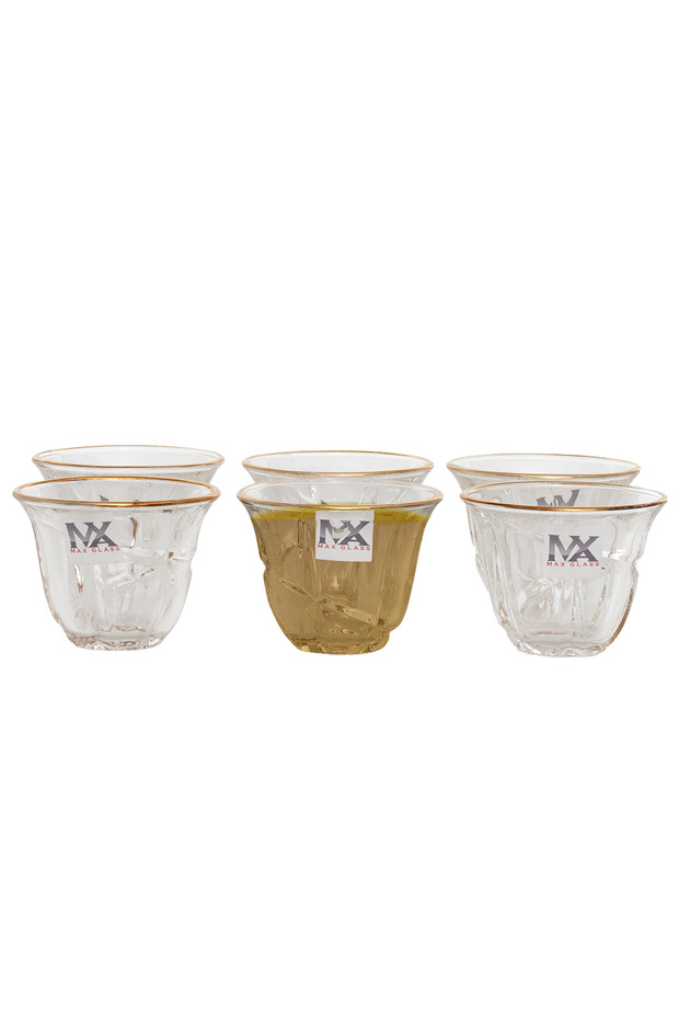 Max, a set of glass coffee cups with a golden font, 6 pieces