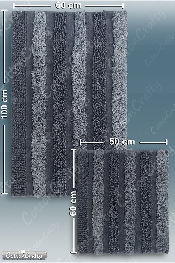 Pamuk Dokuma & Tafting Banyo Paspas Seti, Banyo Halısı Armoni 2 Li Set 60x100 - 60x50 - 5