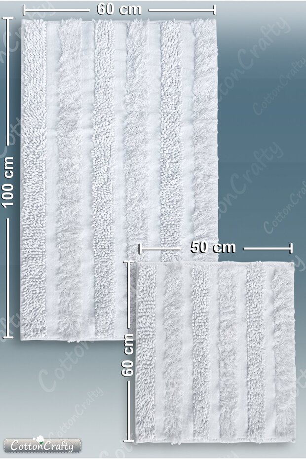 Pamuk Dokuma & Tafting Banyo Paspas Seti, Banyo Halısı Armoni 2 Li Set 60x100 - 60x50 - 5