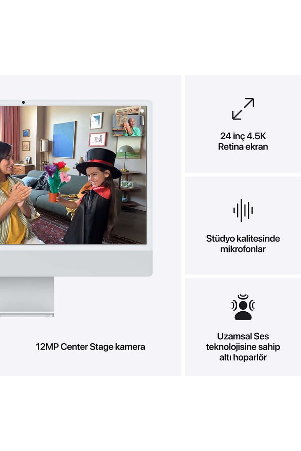 24" iMac Retina 4.5K display, Nano-texture M4 10‑core CPU and 10‑core GPU, 256GB SSD, 16GB - Gümüş - 6