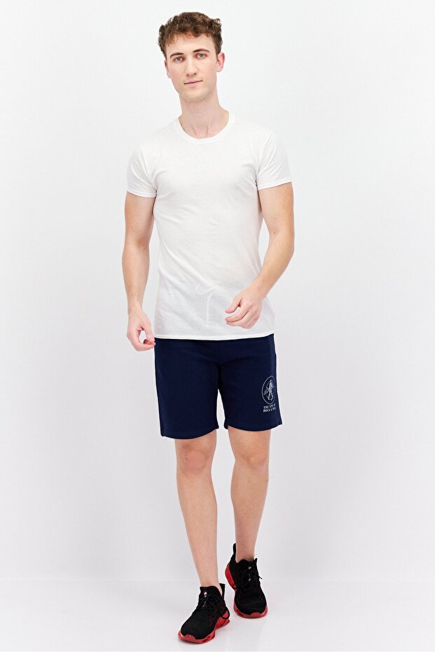 شورت رجالي أساسي مطبوع عليه رسوم بيانية، أزرق داكن - 4