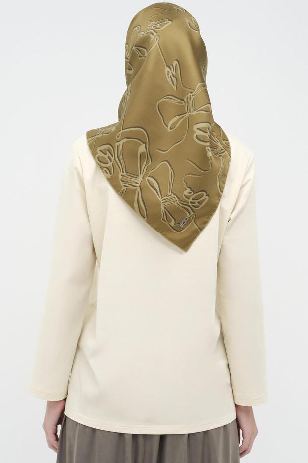 Çiçek Nakışlı Örme Bluz - Krem - 5