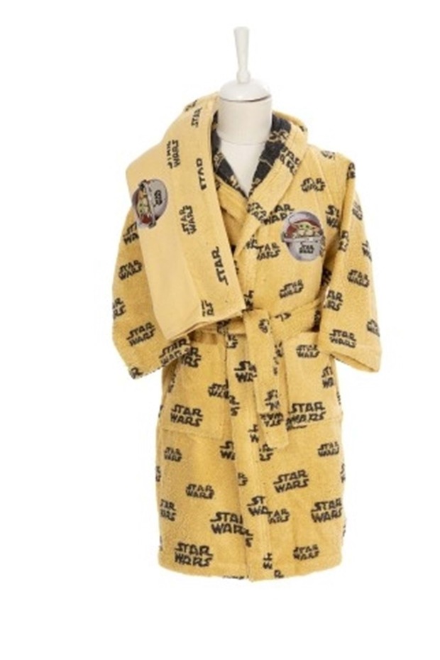 Star Wars Mandalorian Yellow Lancıl Wonder Kids Towel and Bathrobe Set 5/6 Years
