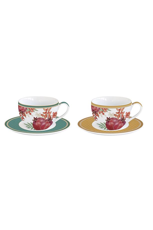 Autumn Symphony 2'li Porselen Kahve Fincan 110 ml ve Tabağı Seti - 1
