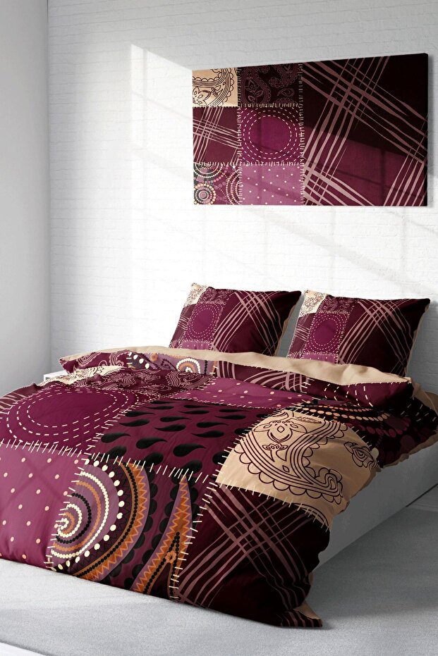 Bedding Set Cotton Satin Double Size 3D Digital Patchwork - 1