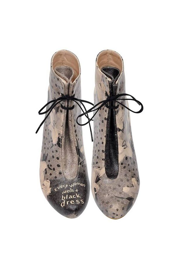 Kadın Vegan Deri Gri Topuklu Bootie - Black Dress Tasarım - 4