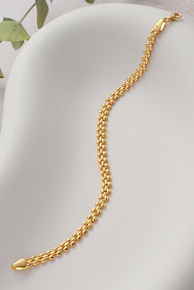 14 Ayar Altın Hasır Örme Bileklik - 3