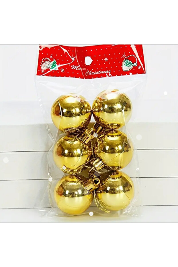 Classic 6-Piece Gold Pack Decorative Ornaments - Party, New Year, Christmas Tree Christmas Ornament Ball