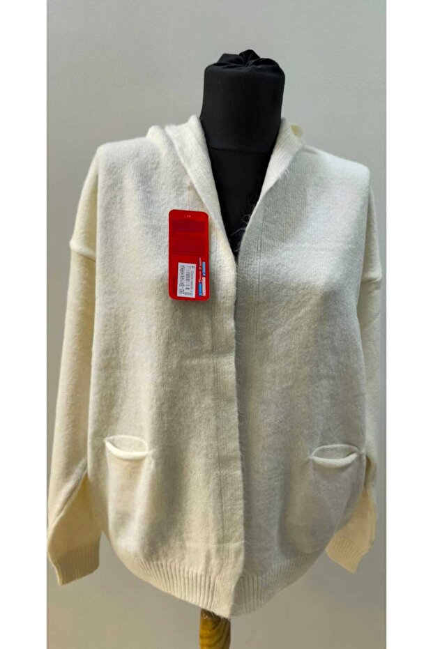 Kapüşonlu Triko Hırka - 1