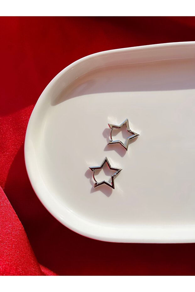 Yıldız Silver Klipsli Çelik Küpe - 3