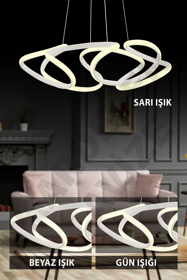 Sonsuz 3 Renkli Beyaz Derin4 Modern Ledli Avize - 1
