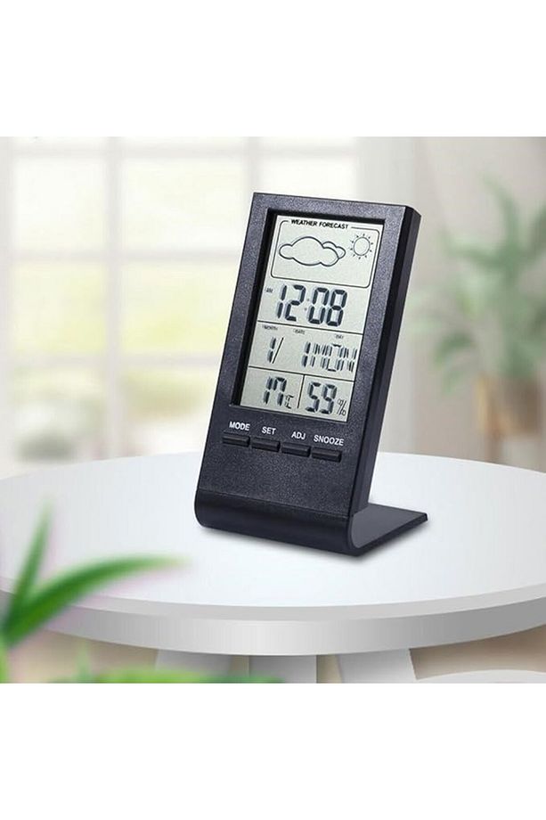 Üstü Alarmlar Saat Lcd Çok Fonksiyonlu Termometre Isıya Dayanıklı Dijital Ekran Higrometre Dekor - 1
