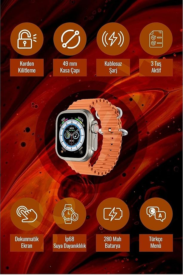 Watch 8 T20 Ultra 49 Mm 2.09 Inç Hesap Makinesi 4 Farklı Menü Ios Android Uyumlu Hediye Kordon - 8