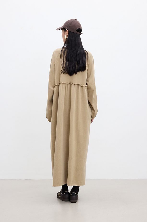 OVERSIZE BÜZGÜLÜ ELBİSE CAMEL - 8