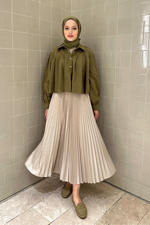 Elisa Piliseli Etek - Bej - 3