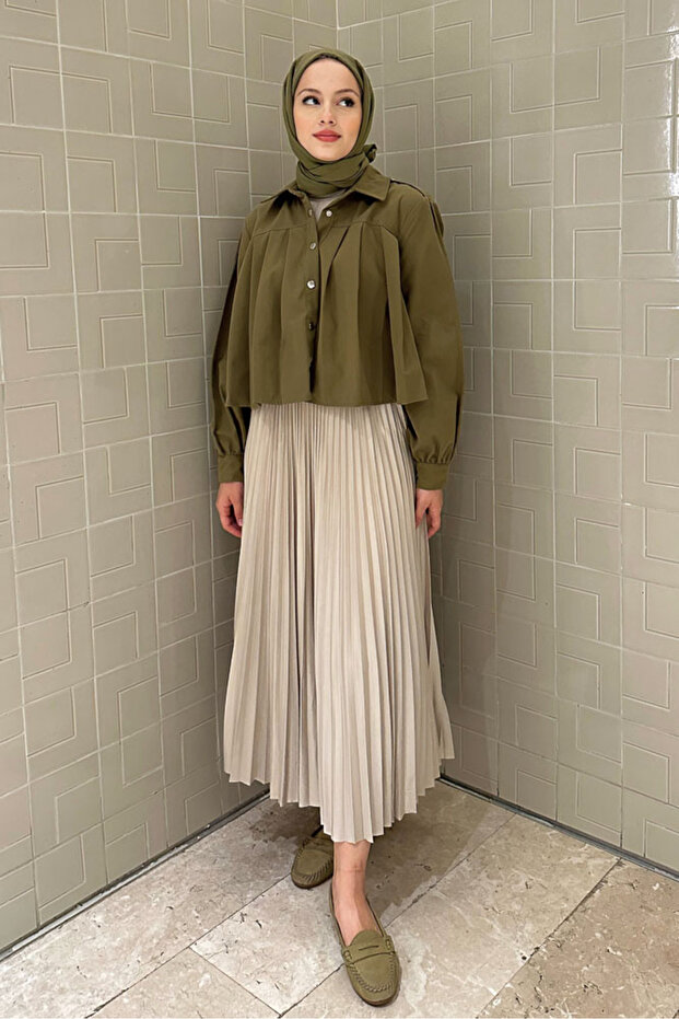 Elisa Piliseli Etek - Bej - 6