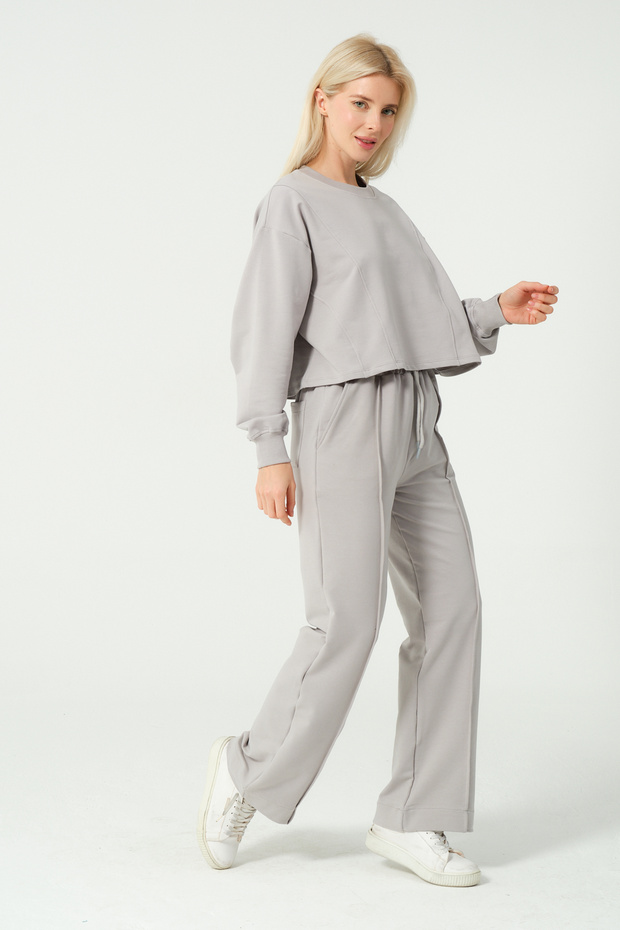 İkili Takım Crop Sweat Eşofman Takımı - 5