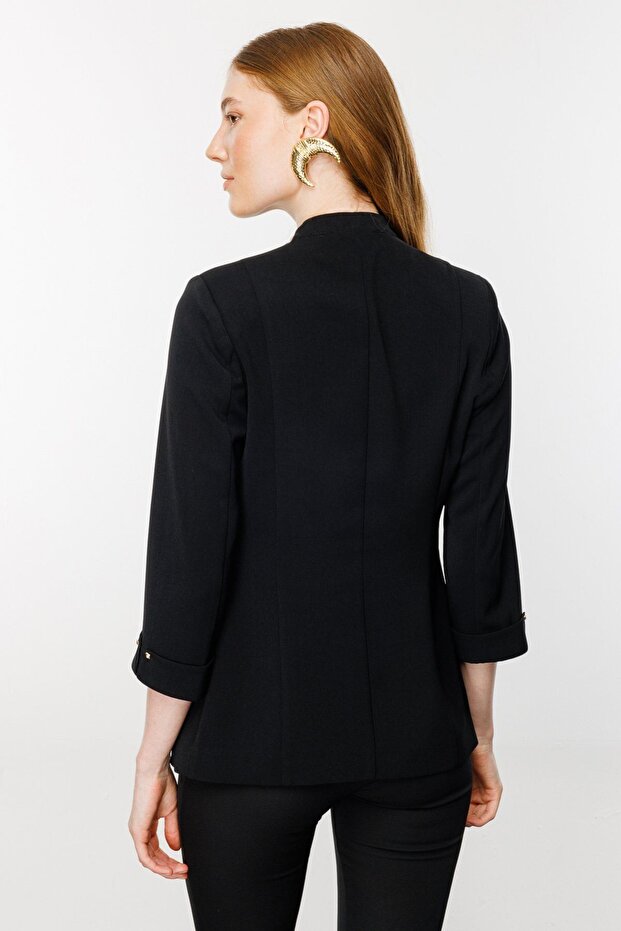 Çizgi Cep Duble Kol Ceket - 4