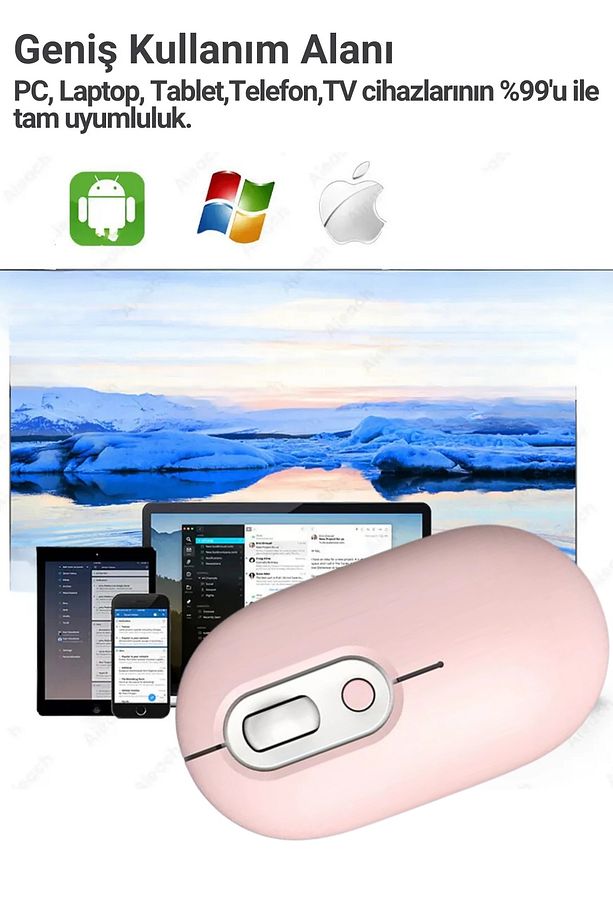 Kablosuz Mouse Bluetooth Wireless  Çift Mod'lu USB 2.4g Şarj Edilebilir 800/1200/1600dpi Rgb Fare - 6
