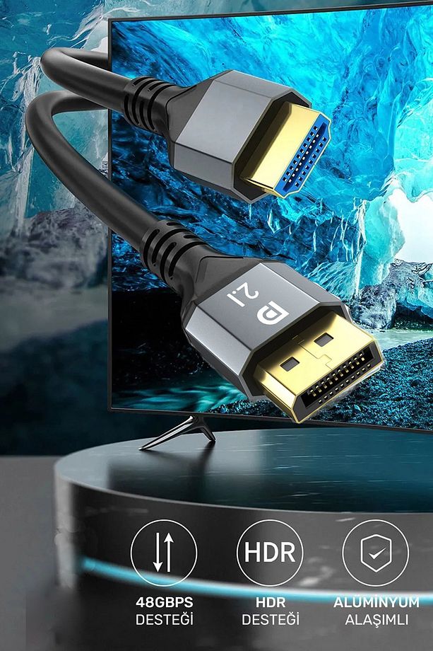 16k Displayport Dp Görüntü Aktarım Kablosu 3 Metre Bilgisayar Laptop Projektör Uyumlu V 2.1 - 4