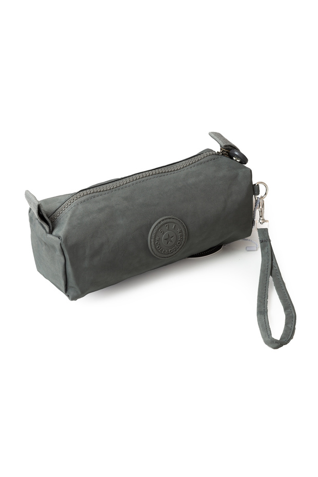 Crinkle / Clinker Single Zippered Wrist Strap Mobile Phone Clutch Bag Wallet Pen Holder Gray 1115H
