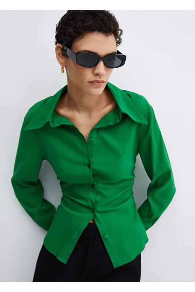 Büzgü detaylı gömlek - 1