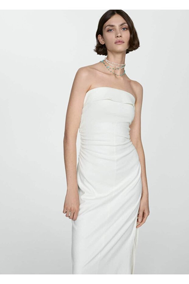 Drape detaylı elbise - 1