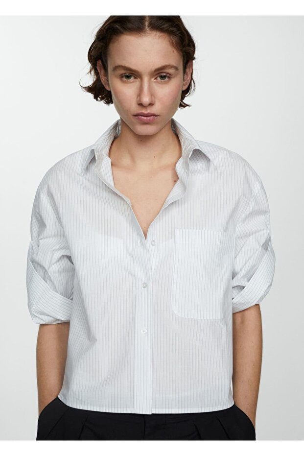 %100 pamuklu çizgili gömlek - 1