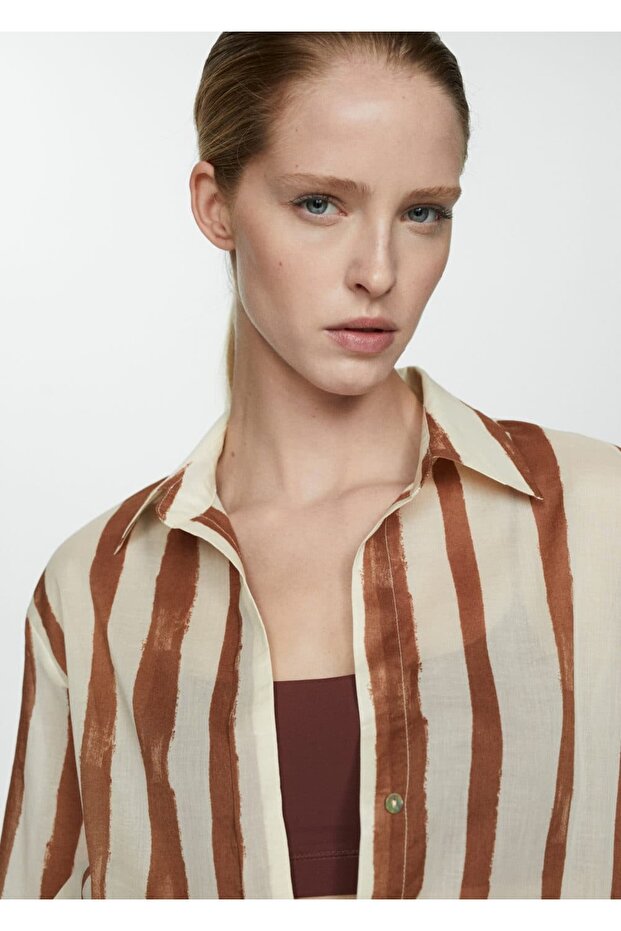 %100 pamuklu çizgili gömlek - 7